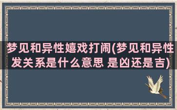 梦见和异性嬉戏打闹(梦见和异性发关系是什么意思 是凶还是吉)